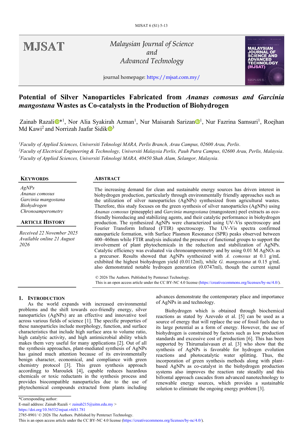 Potential of Silver Nanoparticles Fabricated from Ananas comosus and Garcinia mangostana Wastes as Co-catalysts in the Production of Biohydrogen