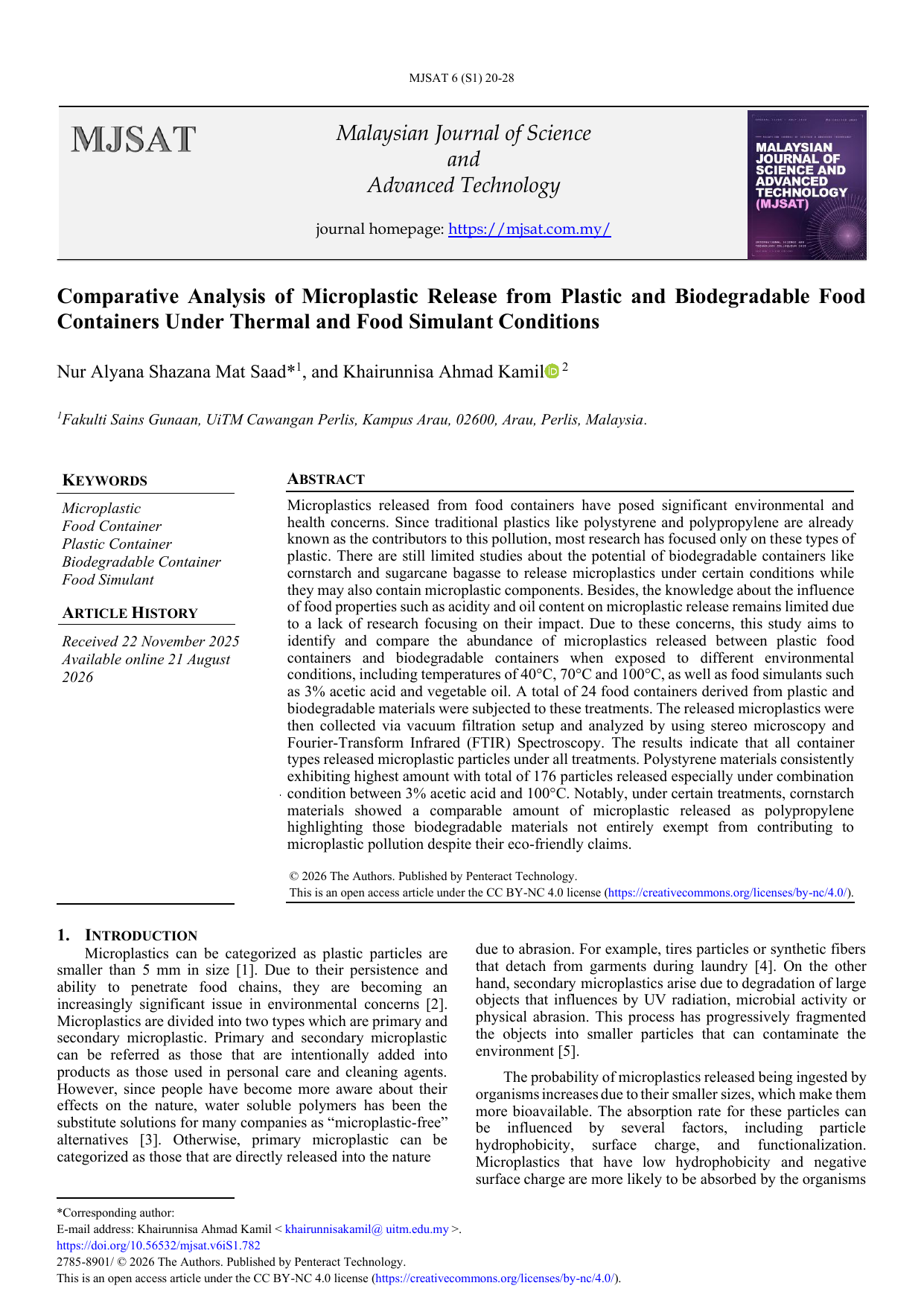 Comparative Analysis of Microplastic Release from Plastic and Biodegradable Food Containers Under Thermal and Food Simulant Conditions
